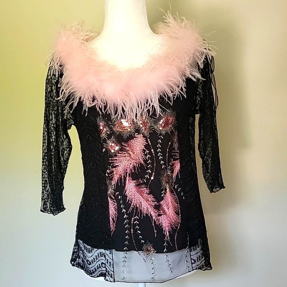 Lee Andersen Pink Boa Top